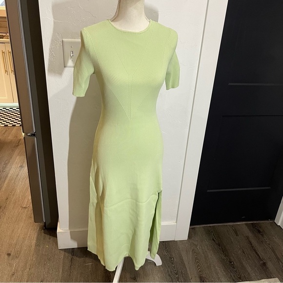 Maje Dresses & Skirts - Maje Pastel Green Ribbed Knit Tie Back Midi Dress 38